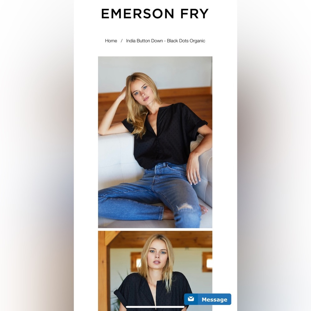 Emerson Fry India button down, organic cotton, black SOLD OUT $98